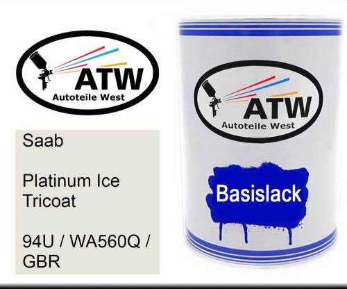 Saab, Platinum Ice Tricoat, 94U / WA560Q / GBR: 500ml Lackdose, von ATW Autoteile West.